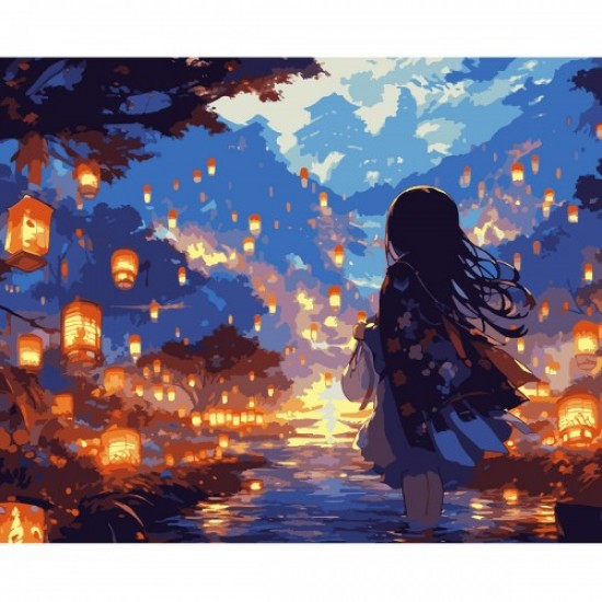 Картина за номерами SANTI "Дівчина на святі ліхтарів", 40*50см, LED підсвітка Картина за номерами SANTI "Дівчина на святі ліхтарів", 40*50см, LED підсвітка