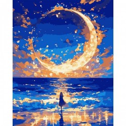 Картина за номерами SANTI "Місяць у вогнях", 40*50см, LED підсвітка