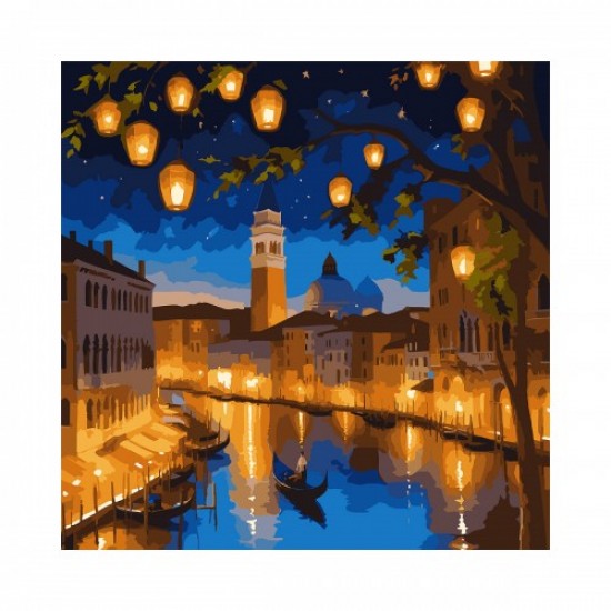 Картина за номерами SANTI "Нічна Венеція", 40*40см, LED підсвітка Картина за номерами SANTI "Нічна Венеція", 40*40см, LED підсвітка