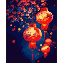 Картина за номерами SANTI "Японські ліхтарики", 40*50см, LED підсвітка