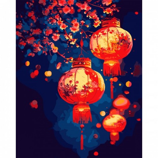 Картина за номерами SANTI "Японські ліхтарики", 40*50см, LED підсвітка Картина за номерами SANTI "Японські ліхтарики", 40*50см, LED підсвітка