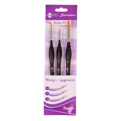 Набір пензелів худож. №7, синт., 3шт. круглі(№000,2,8), к.р., "Santi Sensation".