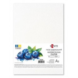 Папір акварельний SANTI, А3, 10 арк., 200г/м2, пакет