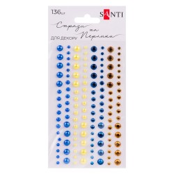 Набір страз і перлин SANTI клейким шаром «Gold and blue», 136 шт.