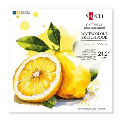 Скетчбук SANTI для акварелі, 21х21см, 15 арк., склейка, 200г/м2