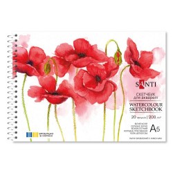 Скетчбук SANTI для акварелі, А5, 20 арк., пружина, 200г/м2