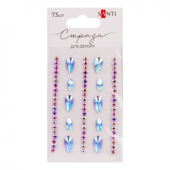Стрази SANTI самоклеючі "Краплі" лілові, 73 шт Стрази SANTI самоклеючі "Краплі" лілові, 73 шт