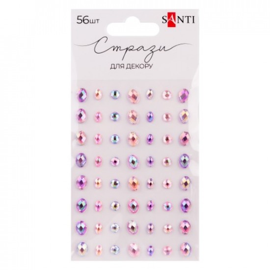 Стрази SANTI самоклеючі "Росинки" лілові, 56 шт Стрази SANTI самоклеючі "Росинки" лілові, 56 шт