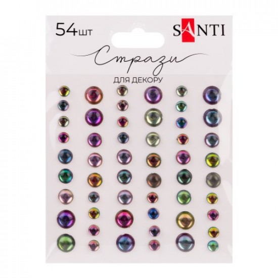 Стрази SANTI самоклеючі райдужні, 54 шт Стрази SANTI самоклеючі райдужні, 54 шт