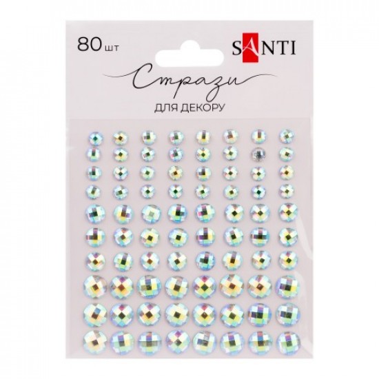 Стрази SANTI самоклеючі хамелеон, 80 шт Стрази SANTI самоклеючі хамелеон, 80 шт