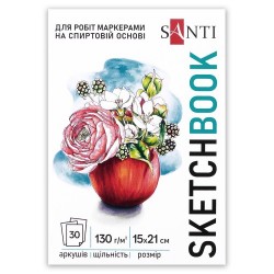 Скетчбук SANTI для спирт. маркерів, "Blossom" А5, 30 арк., склейка, 130г/м2