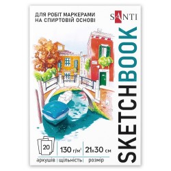 Скетчбук SANTI для спирт. маркерів, "Relax" А4, 20 арк., склейка, 130г/м2