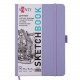 Скетчбук SANTI для графіки, 16х23см, 80 арк., тверда обкладинка PU, 110г/м2, фіолетовий