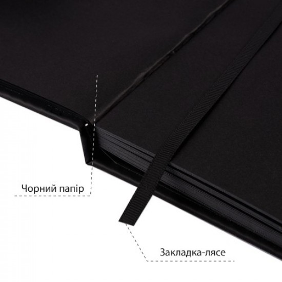 Скетчбук SANTI для графіки, з чорним папером, 13x13см, 56 арк., тверда обкладинка PU, 145г/м2 Скетчбук SANTI для графіки, з чорним папером, 13x13см, 56 арк., тверда обкладинка PU, 145г/м2