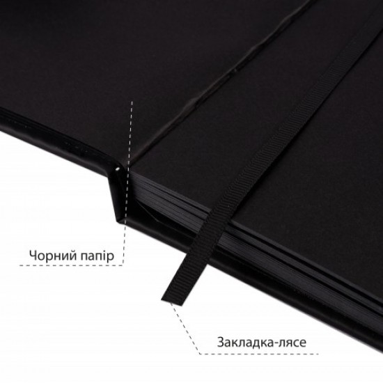 Скетчбук SANTI для графіки, з чорним папером, 15x21см, 56 арк., тверда обкладинка, PU, 145г/м2 Скетчбук SANTI для графіки, з чорним папером, 15x21см, 56 арк., тверда обкладинка, PU, 145г/м2