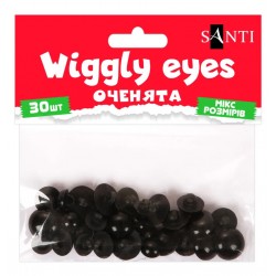 Оченята SANTI пришивні, чорні, гудзики, асорті, 30 шт./уп