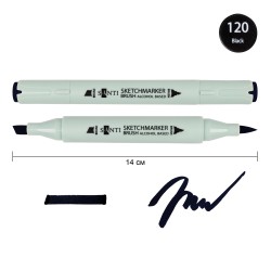 Маркер спиртовий SANTI "Brush" SA-120, чорний