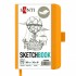 Скетчбук SANTI для графіки, 10х15см, 100 арк., тверда обкладинка PU, 110г/м2, жовтий