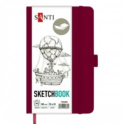 Скетчбук SANTI для графіки, 13х21см, 80 арк., тверда обкладинка PU, 110г/м2, сливовий