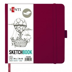 Скетчбук SANTI для графіки, 18х18см, 80 арк., тверда обкладинка PU, 110г/м2, сливовий