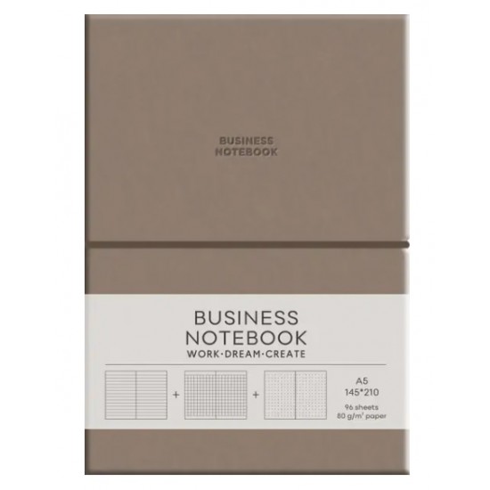 Зошит Business, А5/96 арк., у лінію, PU, м'яка палітурка, кремовий блок, 80г/м2, A5-7136Milk Chocola