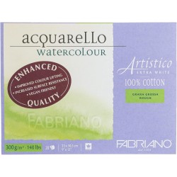 Склейка для акварелі Artistico EXTRA WHITE 23х30,5см, 300г/м2, 20л., крупне зерно, Fabriano