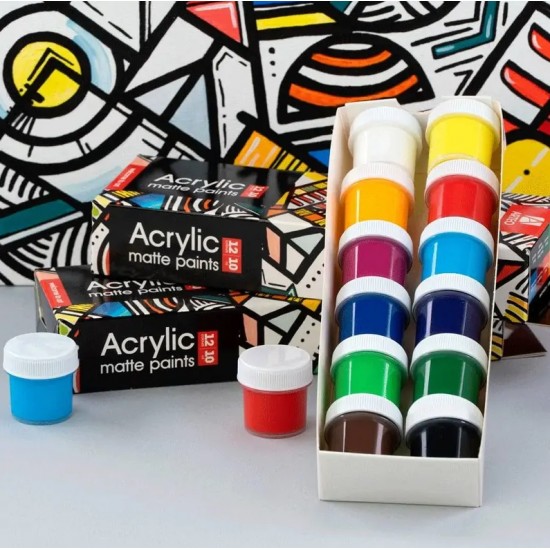 Набір акрилових фарб Geometric, матовий, 12x10мл, Arteo