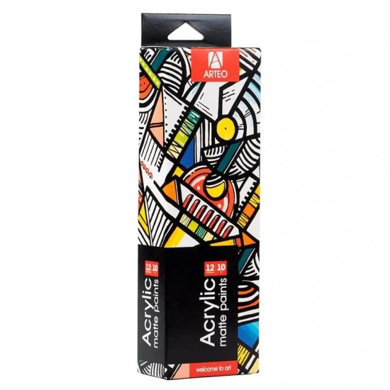 Набір акрилових фарб Geometric, матовий, 12x10мл, Arteo