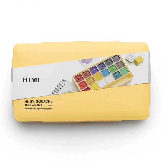 Набір гуашевих фарб Jelly Cup 18*30мл, жовтий пластик.пенал, HIMI