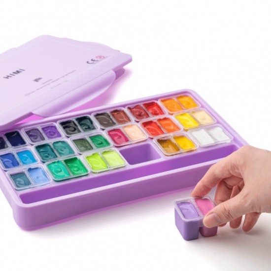 Набір гуашевих фарб Twin Cup 36*12мл, фіолетовий пластик.пенал, HIMI