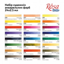 Набір акварельних фарб PORTRAIT, 24*2,5мл, кювета, картон, ROSA Studio