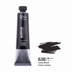 Фарба акрилова, Сажа газова (638), 20мл, ROSA Gallery