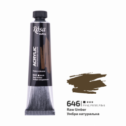 Фарба акрилова, Умбра натуральна (646), 20мл, ROSA Gallery
