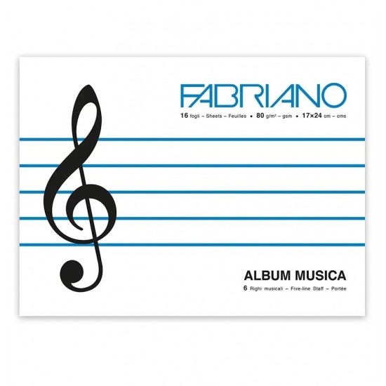 Альбом для нот, MUSICA, 17х24см, 80г/м2, 16л, Fabriano