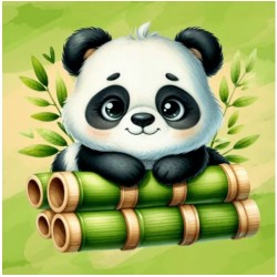 Полотно ґрунтоване з контуром, 20х20, „Cute Panda“, бавовна, дрібне зерно, на основі ХДФ, Arteo Полотно ґрунтоване з контуром, 20х20, „Cute Panda“, бавовна, дрібне зерно, на основі ХДФ, Arteo