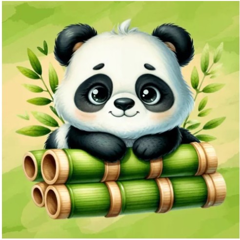 Полотно ґрунтоване з контуром, 20х20, „Cute Panda“, бавовна, дрібне зерно, на основі ХДФ, Arteo Полотно ґрунтоване з контуром, 20х20, „Cute Panda“, бавовна, дрібне зерно, на основі ХДФ, Arteo