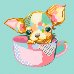 Полотно ґрунтоване з контуром, 20х20, „Pop Art Puppy“, бавовна, дрібне зерно, на основі ХДФ, Arteo Полотно ґрунтоване з контуром, 20х20, „Pop Art Puppy“, бавовна, дрібне зерно, на основі ХДФ, Arteo