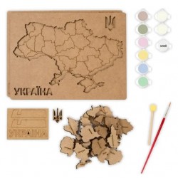 Набір, Мапа України 3D, пастельні кольори, МДФ, 24,5х18,5см, ROSA TALENT