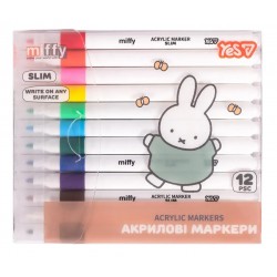 Маркери акрилові Yes "Miffy", 12 кольорів у PET пакуванні
