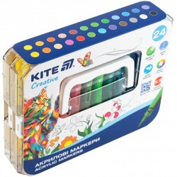 Маркери акрилові з рідкими чорнилами, 24шт Kite Creative