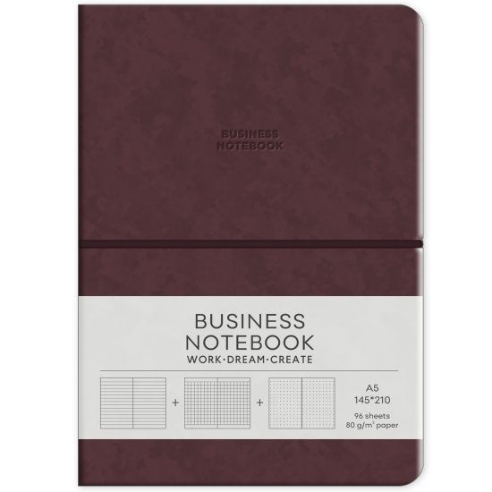 Зошит Business, А5/96 арк., у лінію, PU, м'яка палітурка, кремовий блок, 80г/м2, A5-7140