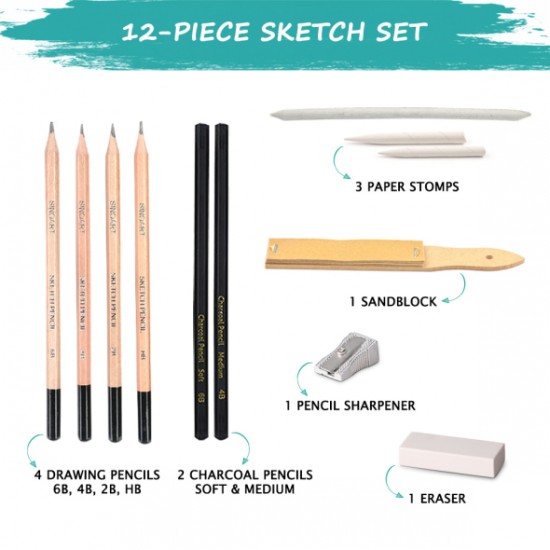 Набір для рисунку Sketching 12шт, в блістері, Sinoart Набір для рисунку Sketching 12шт, в блістері, Sinoart