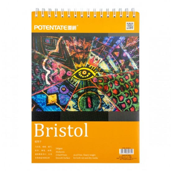 Альбом на спіралі для рисунку Bristol, А4 (21х29,7 см), 240 г/м2, 36 л, Potentate
