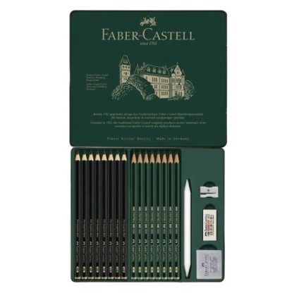 115224 ОЛІВЦІ ГРАФІТНІ PITT GRAPHITE MATT & CASTELL 9000 НАБІР 20ПРЕДМЕТІВ МЕТАЛЕВА  КОРОБКА