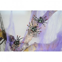 Набір пластикових павуків для декору YES! Fun Хелловін, чорн., 3 шт, плямисті Набір пластикових павуків для декору YES! Fun Хелловін, чорн., 3 шт, плямисті