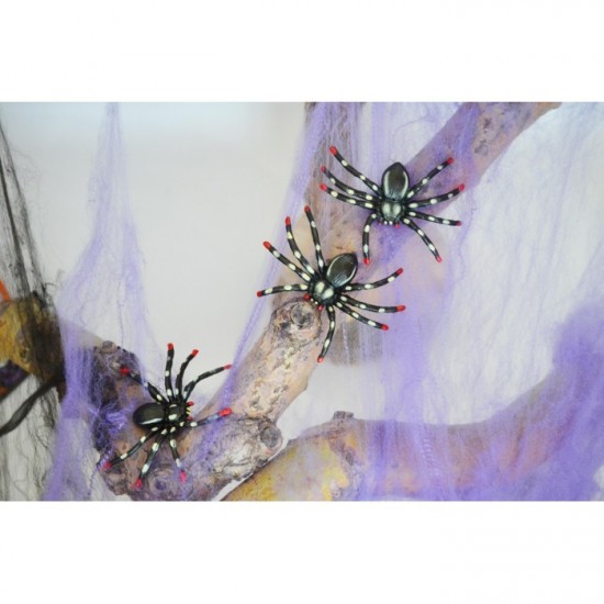 Набір пластикових павуків для декору YES! Fun Хелловін, чорн., 3 шт, плямисті