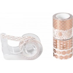 Набір паперових скотчів Christmas mini, Відтінки рожевого золота з пластиковим диспенсером, 12 ммх3 Набір паперових скотчів Christmas mini, Відтінки рожевого золота з пластиковим диспенсером, 12 ммх3