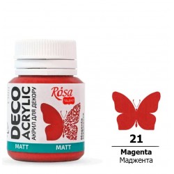 Акрил для декору, Маджента, матовий, 20 мл, ROSA TALENT