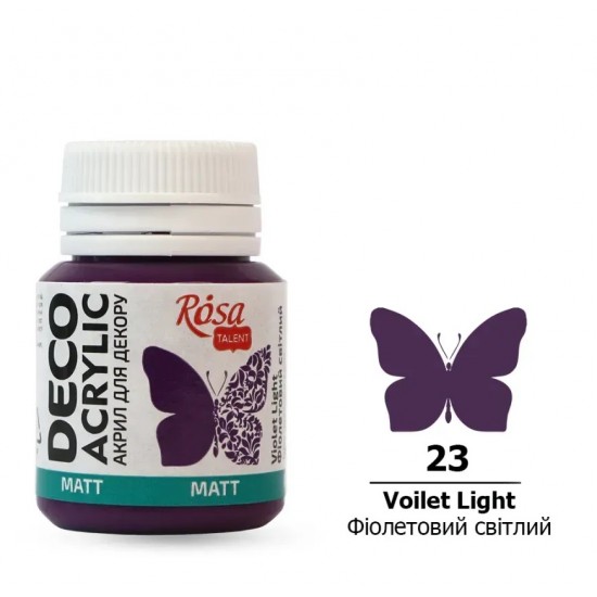 Акрил для декору, Фіолетовий світлий, матовий, 20 мл, ROSA TALENT