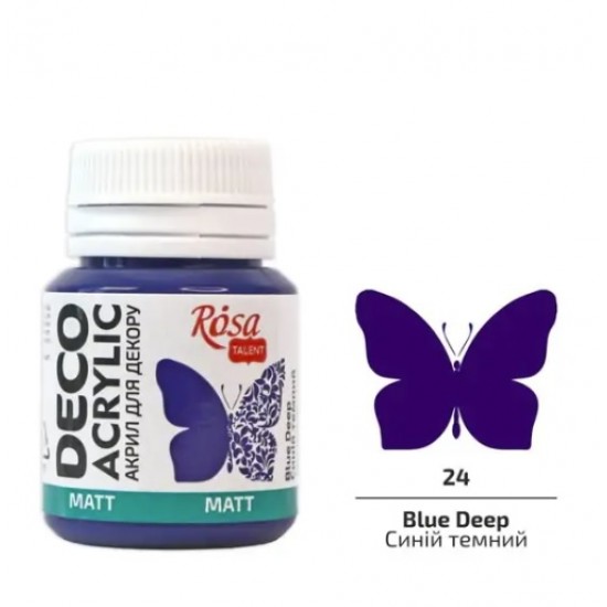 Акрил для декору, Синій темний, матовий, 20 мл, ROSA TALENT